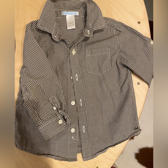 Janie and Jack Poplin Shirt in Brown/White Gingham 18-24mo - Picture 2 of 4
